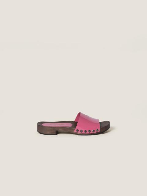 Miu Miu Miu Miu Leather Sandals With Wooden Clog