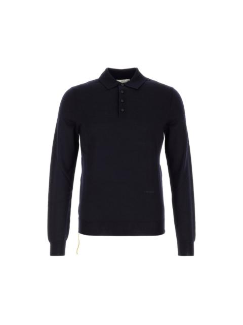 FENDI FENDI Blue Stretch Wool Polo Shirt New & Authentic (Men's si