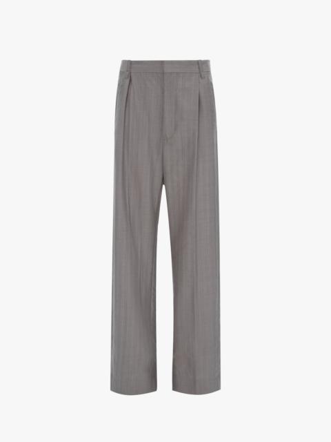 Victoria Beckham Pleated Waist Trouser In Nickel