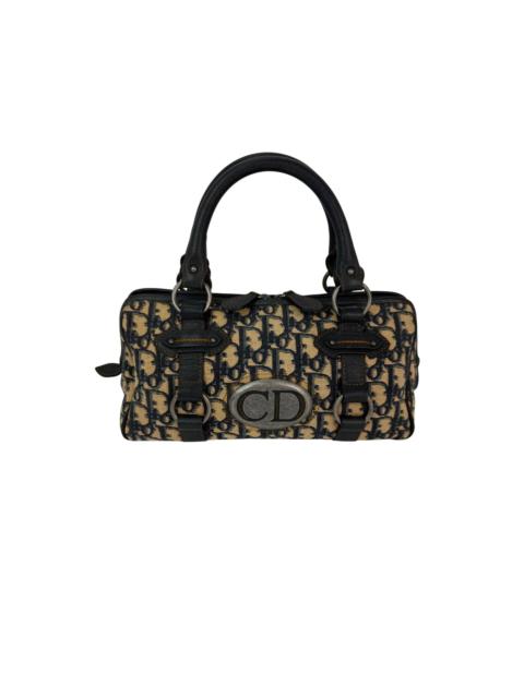 Christian Dior Trotter CD Logo Jacquard Boston Navy Blue Bag