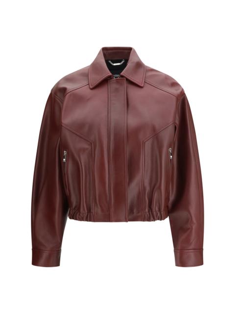 VERSACE Versace Leather Jacket Dark Burgundy