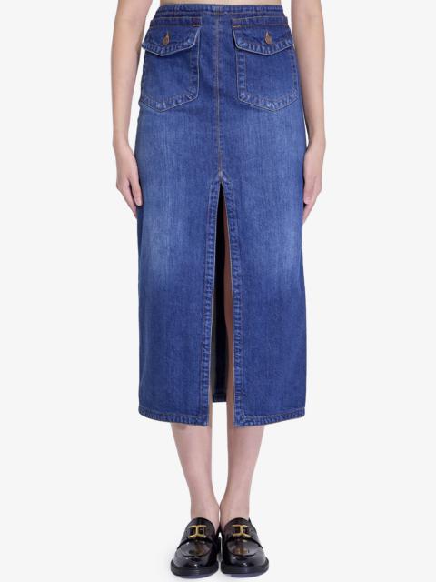 Denim midi skirt