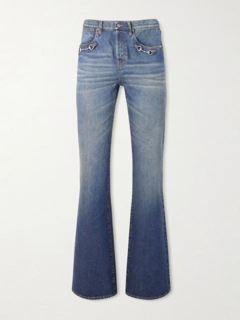 GUCCI Flared Horsebit-Embellished Jeans Blue