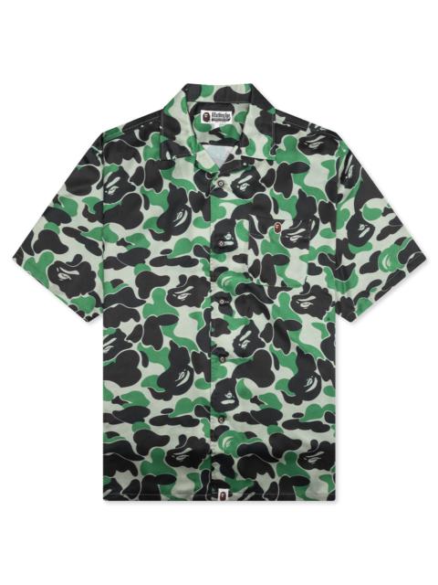 A BATHING APE® ABC CAMO OPEN COLLAR S/S SHIRT - GREEN