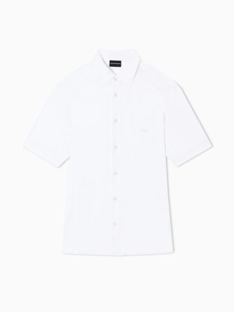EMPORIO ARMANI SHORT-SLEEVED SLIM-FIT SHIRT IN A LYOCELL-BLEND JERSEY