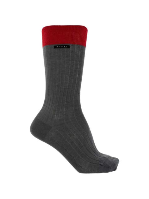 Marni Marni Men Grey Cotton Socks With Contrasting Cuffs