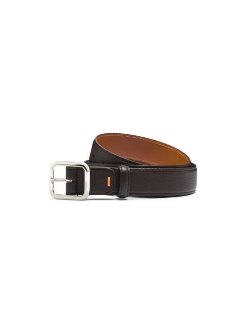 Santoni Dark brown tumbled leather adjustable belt