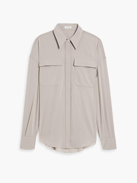 Brunello Cucinelli Bead-embellished silk crepe de chine shirt