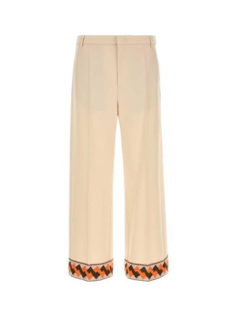 Valentino Valentino Garavani Men Cream Wool Pant