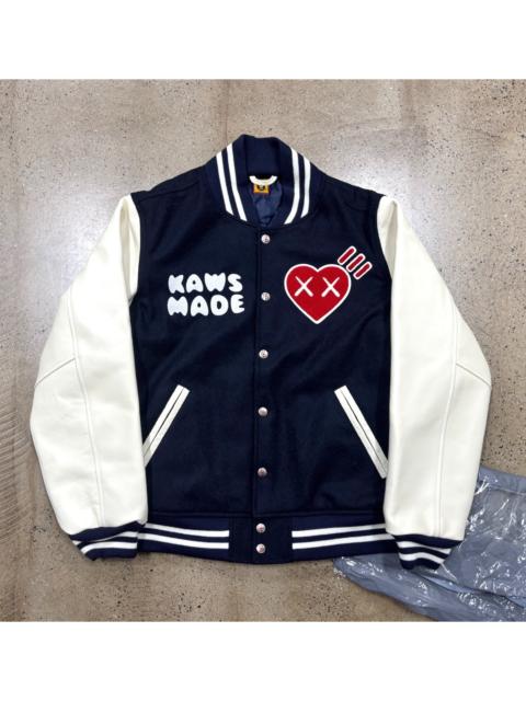 Human Made Human Made x KAWS Collaboration Varsity Jacket with Leather Sleeves