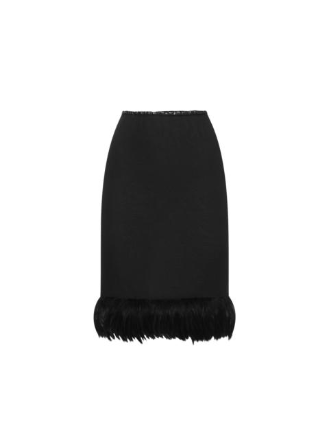 SAINT LAURENT Saint Laurent Feathers Trim Silk Skirt Women