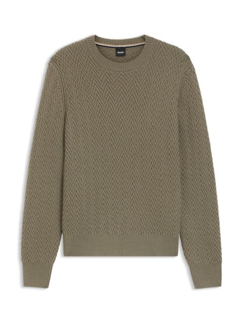 BOSS VIRGIN-WOOL SWEATER WITH HERRINGBONE STRUCTURE
