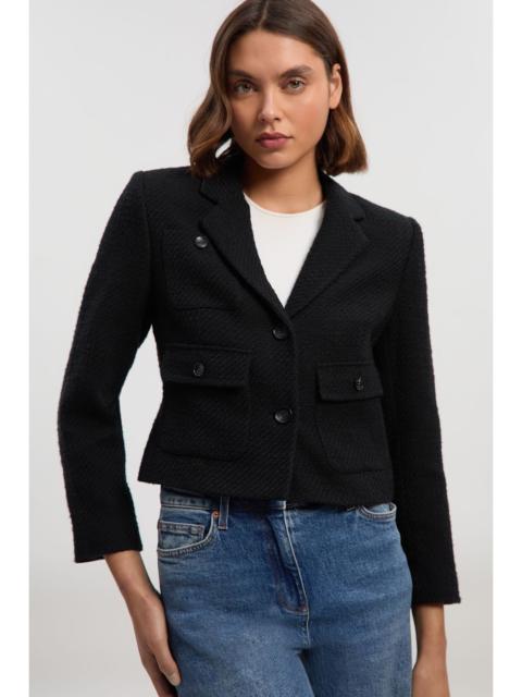 KAREN MILLEN Petite Textured Tweed Cropped Tailored Jacket