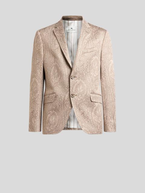 Etro SINGLE-BREASTED COTTON-BLEND JACQUARD JACKET WITH ARNICA MOTIF