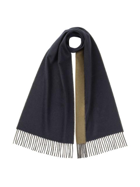 Johnstons of Elgin Contrast Reversible Navy Cashmere Scarf