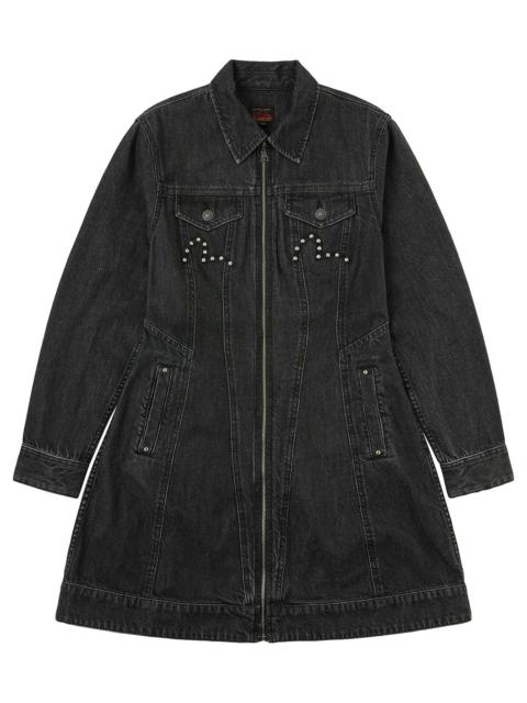 EVISU Seagull Embroidery with Studs Fashion Fit Denim Zipper Dress