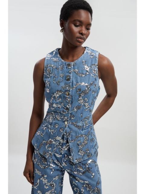 KAREN MILLEN Sequin Denim Waistcoat