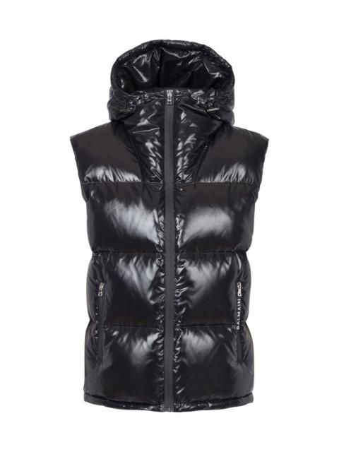 Balmain PUFFER HOODED SLEEVELESS JACKET