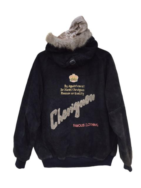 Other Designers Vintage Chevignon Avantgarde Leather Jacket Fur Hood