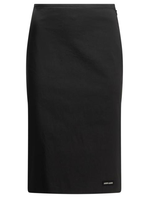 Miu Miu Miu Miu Stretch midi skirt with logo (IT 42)