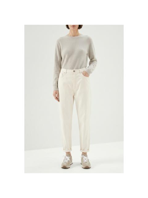 Brunello Cucinelli Brunello Cucinelli Wooff White Relaxed Cotton Trousers
