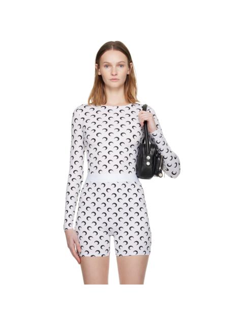 Marine Serre White Recycled Moon Jersey Second Skin Crewneck T-shirt