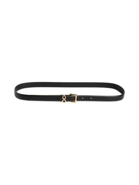 FERRAGAMO FERRAGAMO Slim Double Gancio Leather Belt in Nero at Nordstrom