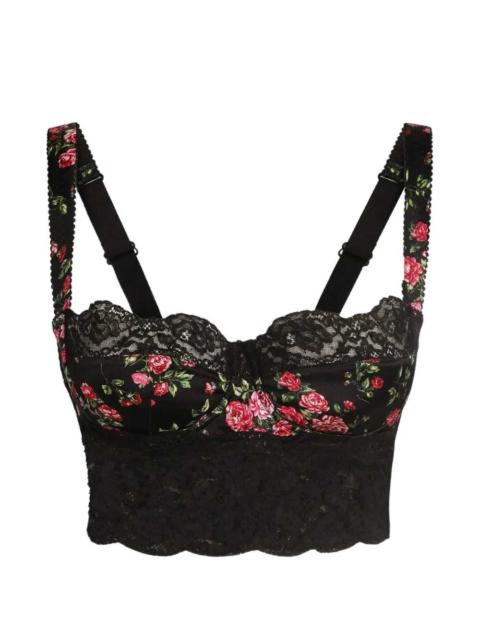 Dolce & Gabbana Dolce & Gabbana Women - Printed Satin And Lace Balconette Bra