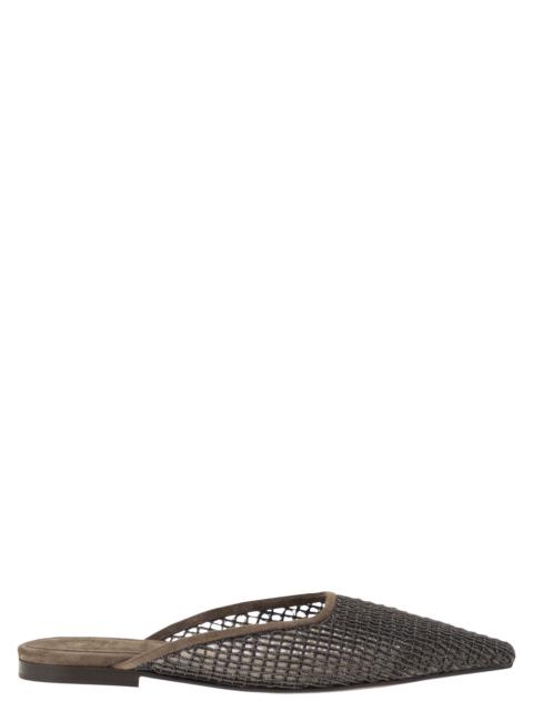 Brunello Cucinelli Brunello Cucinelli Women Suede Mules With Precious Net Embroidery