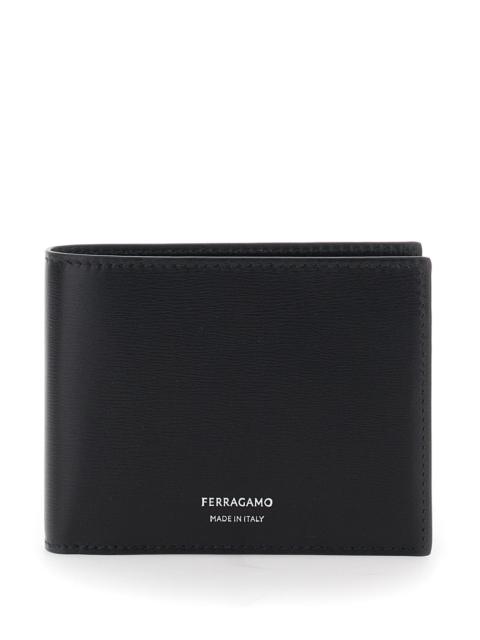 FERRAGAMO Ferragamo Men 'Florence' Black Bi-Fold Wallet With Logo Lettering On The Front In Leather Man