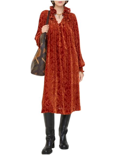Burberry burberry Baroque Silk Blend Velvet Dress in Dragon Red at Nordstrom