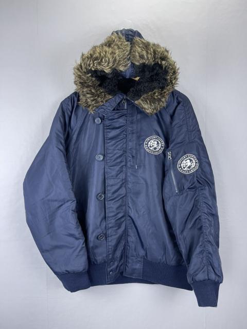 Other Designers If Six Was Nine × Le Grande Bleu (L.G.B.) × Vintage - Vintage Suntory Coffe LGB Style Faux Fur Hoodie Bomber