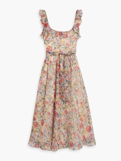 Other Designers Ruffled floral-print organza midi dress