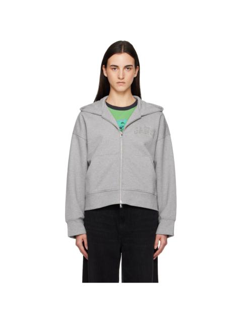 GANNI Grey Two-way Zip Hoodie