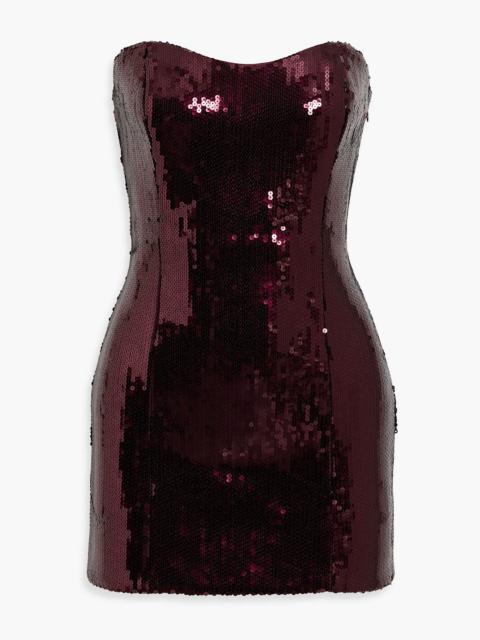 RETROFÊTE Cecil strapless sequined crepe mini dress