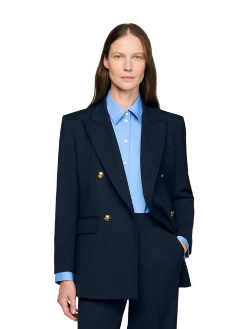 Sandro SANDRO Pinstripe jacket in Navy Blue at Nordstrom