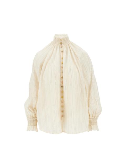 Zimmermann Zimmermann Aster Cotton Silk Blouse Beige