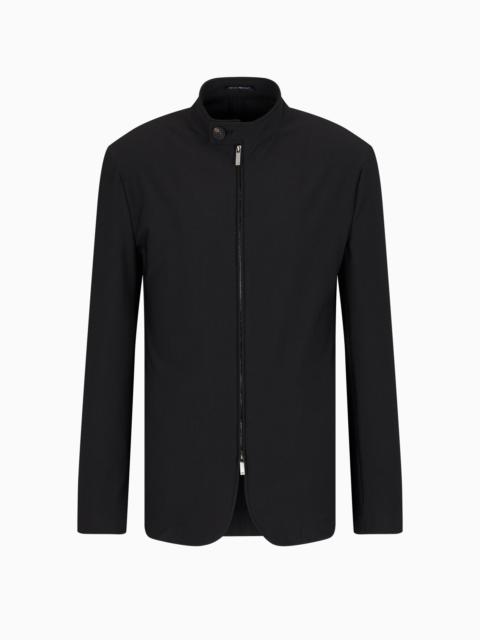 EMPORIO ARMANI Technical-jersey zip jacket with guru collar and 3D-effect micro-pattern