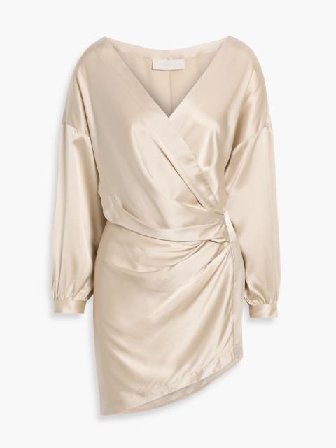 Other Designers Wrap-effect silk-satin mini dress