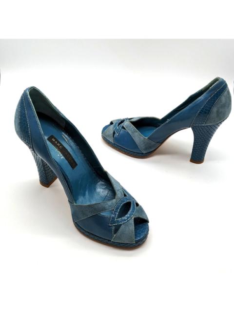Marc Jacobs Italian-made Blue Suede Leather Cutouts Peep Toe Pumps Women's 6M