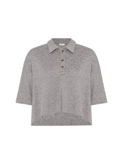 button-fastening polo top