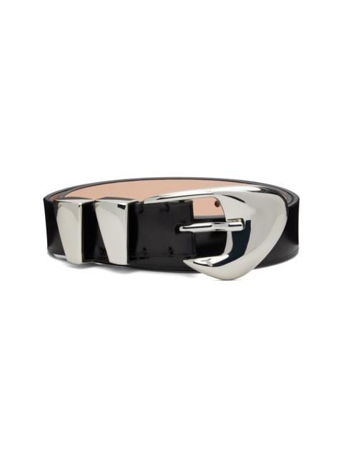 BY FAR Black Moore Semi Patent Leather Belt