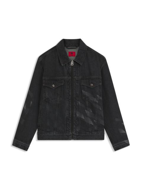 HUGO HUGO X RB LASERED-PATTERN JACKET IN BLACK DENIM