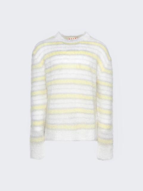 Marni Long Sleeve Mohair Sweater Lily White