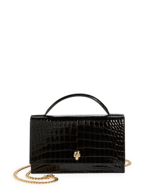 Alexander McQueen Medium Skull Croc Embossed Leather Crossbody Bag