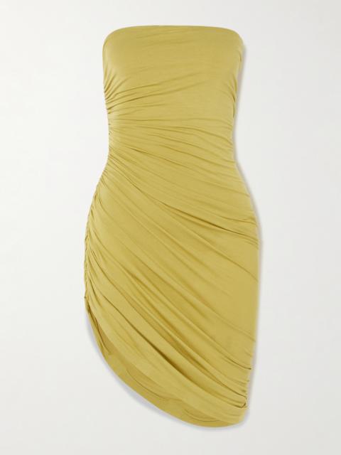 NORMA KAMALI Diana Strapless Asymmetric Ruched Stretch-jersey Mini Dress