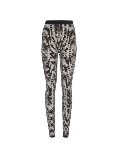 Balmain monogram-print high-waisted leggings