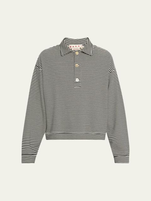Men's Sailor Stripe Cotton Polo Sweatshirt