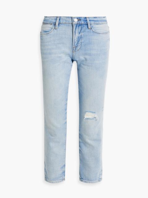 FRAME Le High Straight cropped distressed high-rise straight-leg jeans