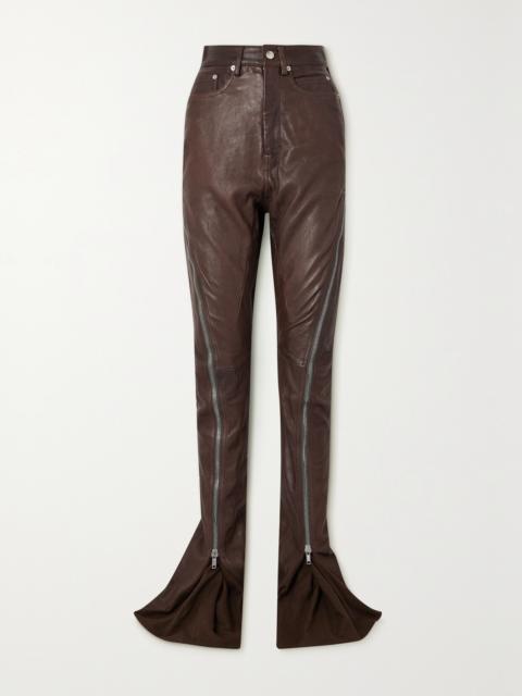 Rick Owens Bolan Banana Cotton-paneled Leather Flared Pants